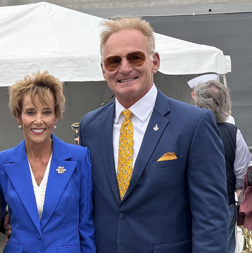 USS Cleveland sponsor and godmother, Robyn Modly, and husband, former Acting Secretary of the Navy Thomas Modly. USS Cleveland sponsor and godmother, Robyn Modly, and husband, former Acting Secretary of the Navy Thomas Modly.
