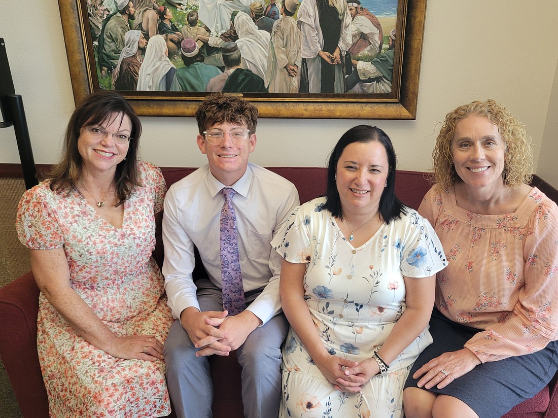 Seminary teachers Erica Nickerson, Yeny Andrade, and Brooks Allred celebrated with graduating student Scott Bori.