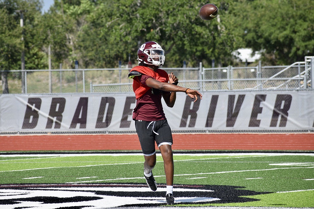 Rising senior quarterback Louisen Desinor will start under center for Braden River High football in the fall. This spring was his opportunity to strengthen bonds with the playmakers around him.