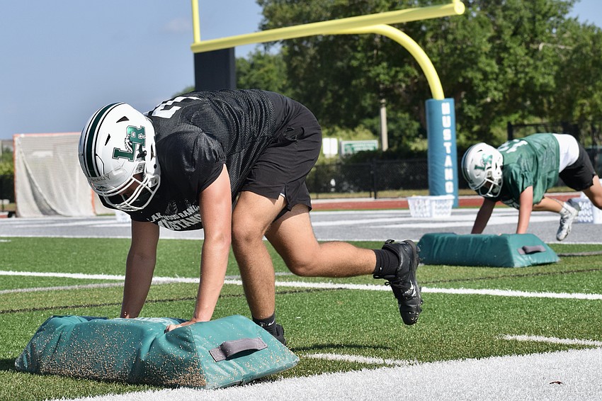 Rising sophomore tight end Lennox Gorny was one of several Lakewood Ranch High football players to battle through the spring. It was an opportunity for the team to start building toward wins after last season's 4-6 finish. Rising sophomore tight end Lennox Gorny was one of several Lakewood Ranch High football players to battle through the spring. It was an opportunity for the team to start building toward wins after last season's 4-6 finish.