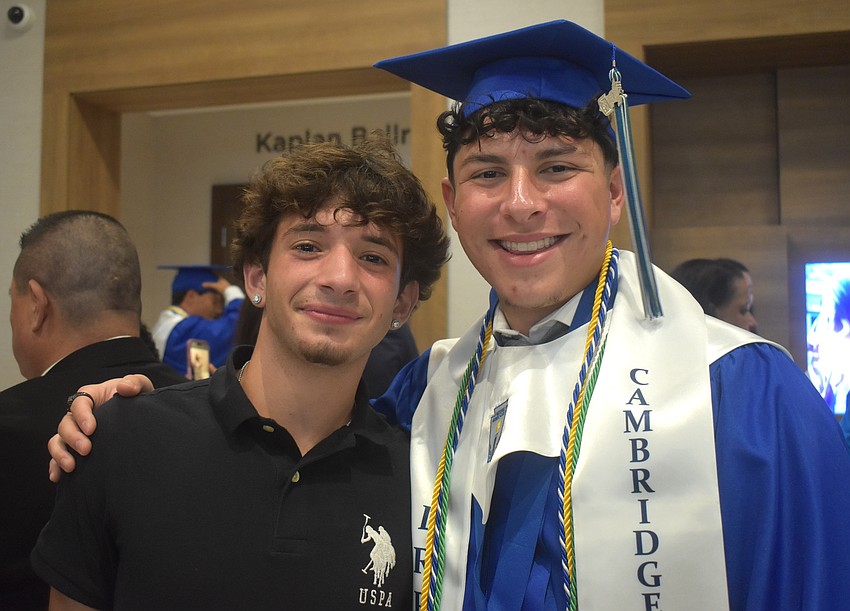 Mateo Orlandini, who used to attend Lakewood Ranch Preparatory Academy, was glad to return to congratulate his friend, Anthony Gonzalez, on his graduation.
