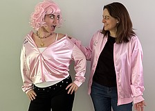 Kallista Schneiderman and Kelly Haramis rehearse for their upcoming performance of "Grease is the Word" at the Squeaky Wheel Fringe Festival, which runs from June 2-7.