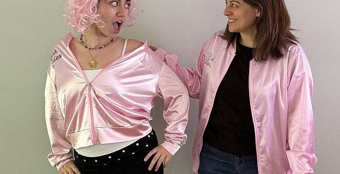 Kallista Schneiderman and Kelly Haramis rehearse for their upcoming performance of "Grease is the Word" at the Squeaky Wheel Fringe Festival, which runs from June 2-7.