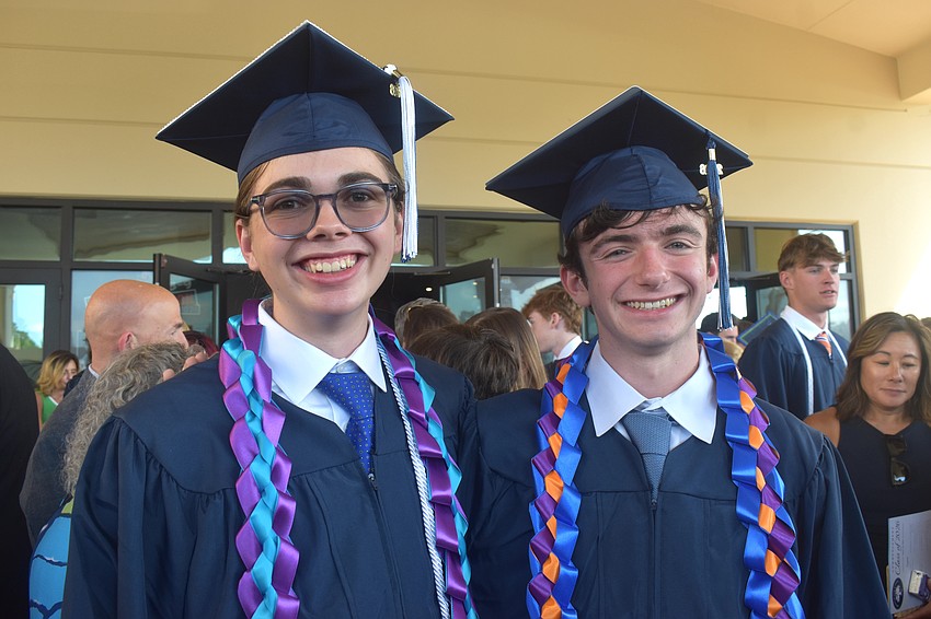 Valedictorian Hays Wilson and Salutatorian Zachary Papper, who are both National Merit finalists, each presented a speech at the Out-of-Door Academy commencement ceremony May 22.