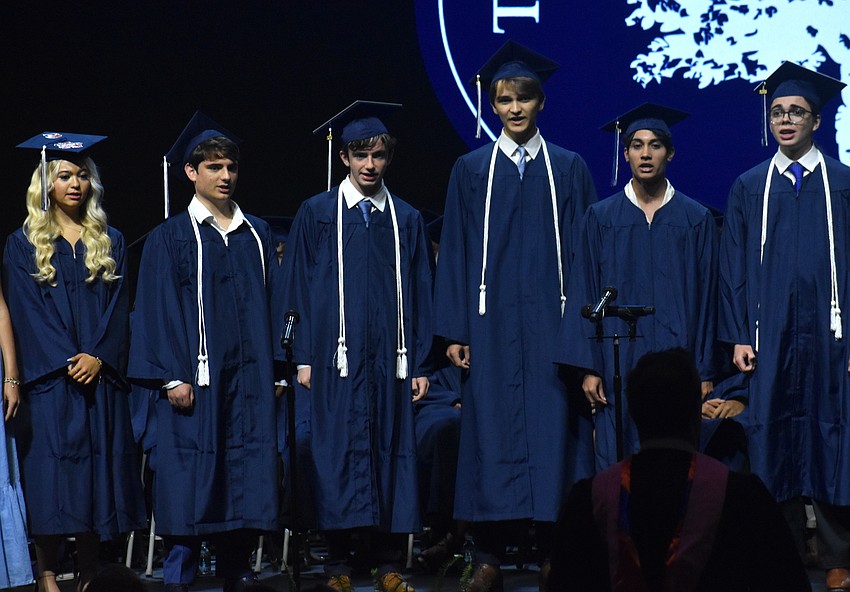 Scarlett Moyer, Mason Chase, Zachary Papper, Kegan Gargano, Caleb Rodriguez and Hays Wilson sing one last song 