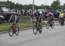 Riders set out on the ride.