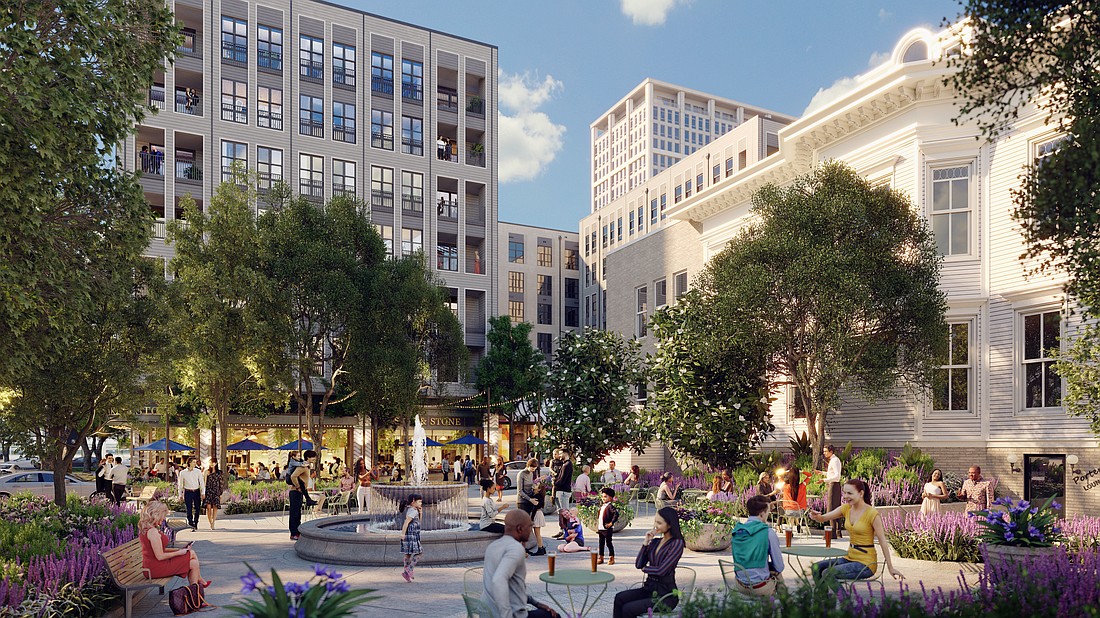 Gateway Jax says the fountain at Porter House Garden will be “a meeting point to gather with friends before dinner, a place for parents to sit and linger beneath the sounds of the water while children play in the adjacent park, or just a serene, shaded moment on a morning stroll for coffee.”