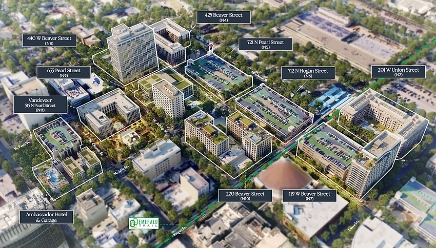A rendering of the Pearl Square development in Downtown Jacksonville.