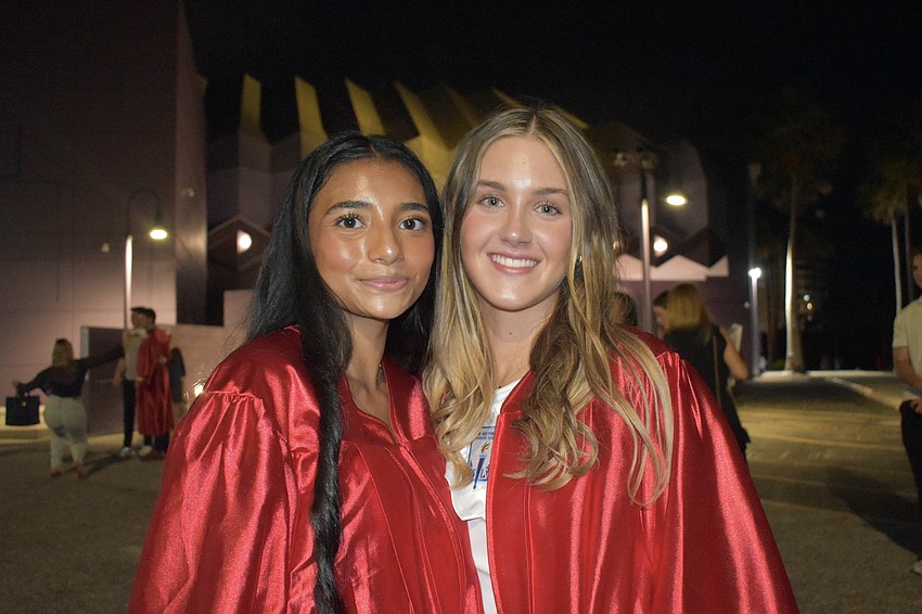 Arianna Gallardo and Kenzie Carlino celebrate graduation.