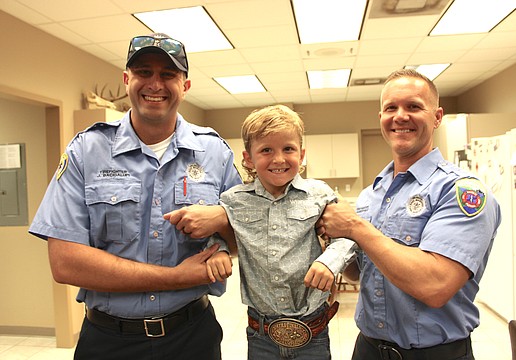 James Bacigalupi and Trevor Garofalo give Harry Noordzy a lift, just as they did five years ago at Station 12.