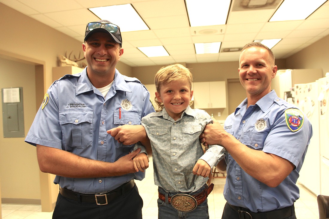 James Bacigalupi and Trevor Garofalo give Harry Noordzy a lift, just as they did five years ago at Station 12.