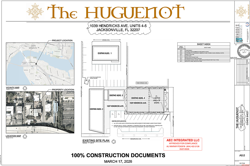 The city is reviewing a permit to start tenant build-out for The Huguenot at 1039 Hendricks Ave. in part of the former Reddi-Arts building on the Downtown Southbank.