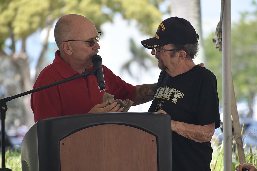 Guest speaker Charlie Halley, a U.S. Army veteran who served on active duty and in the U.S. Army Reserve for nearly 11 years, gives a 