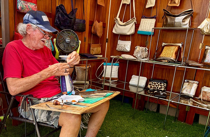 Frank Borelli, who started crafting his high-quality leather handbags in 1972 in New York City, brought his talents to St. Armands Circle for last weekend's fine art festival. He started Borelli Bags with his wife, Pam, and he now enjoys connecting with shoppers on the art festival circuit.