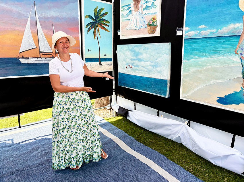 Lisbeth Ascanio shares her contemporary artwork at the St. Armands Fine Art Festival on May 23.