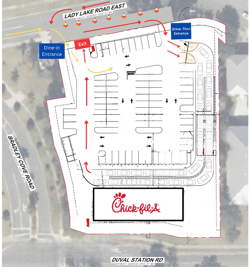 The site plan for the Chick-fil-A at 705 Duval Station Road in North Jacksonville. The site plan for the Chick-fil-A at 705 Duval Station Road in North Jacksonville.