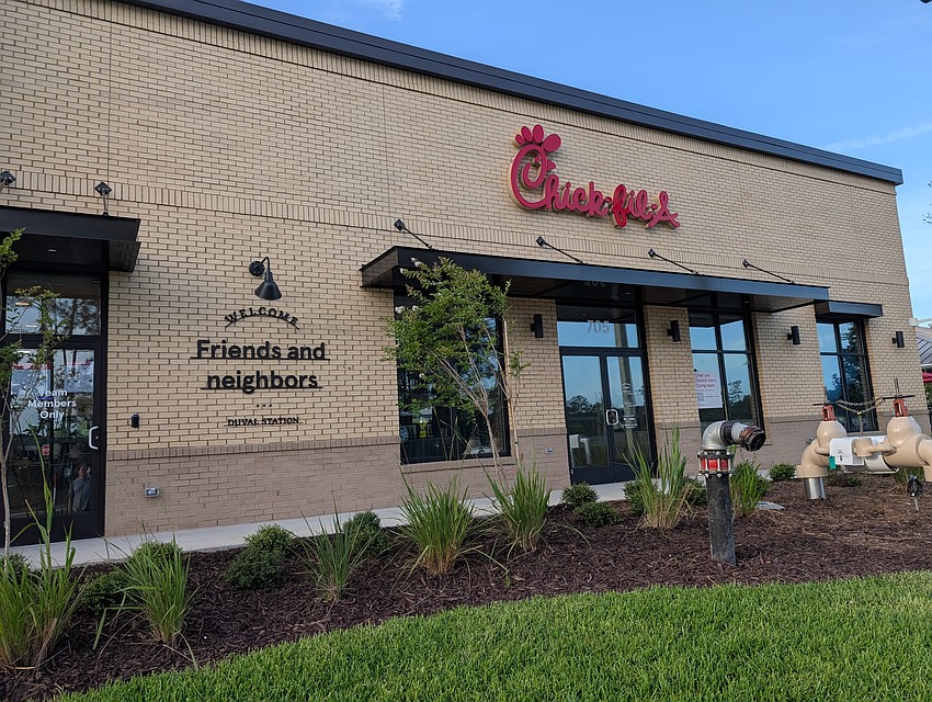 Diners will enter the Chick-fil-A Duval Station in North Jacksonville from along Duval Station Road. Customers parking will walk around the building and cross the drive-thru line. Diners will enter the Chick-fil-A Duval Station in North Jacksonville from along Duval Station Road. Customers parking will walk around the building and cross the drive-thru line.
