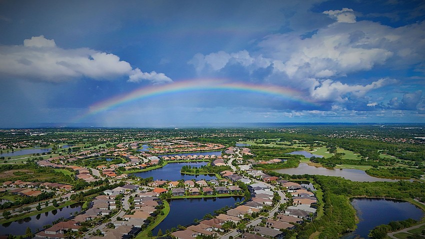 Gordon Silver took this photo of a touch of color during a morning rain shower high above Country Club East in Lakewood Ranch.