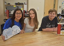 Vittoria Ferrisi Alvarez, Gracie Nichols and Sawyer Nowicki, all seventh graders at Dr. Mona Jain Middle School, created the book called "Snowball's Iceberg Incident" to compete in the Children's Stories event for Technology Student Association.