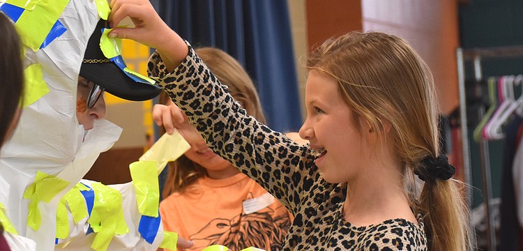 Novalee Roberts, a third grader at Myakka City Elementary, is eager to participate in the Tape the Principal (Carol Ricks) event.