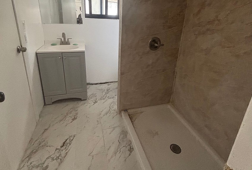 A photo of Carlton Mallard's home east Tampa bathroom after renovations. A photo of Carlton Mallard's home east Tampa bathroom after renovations.