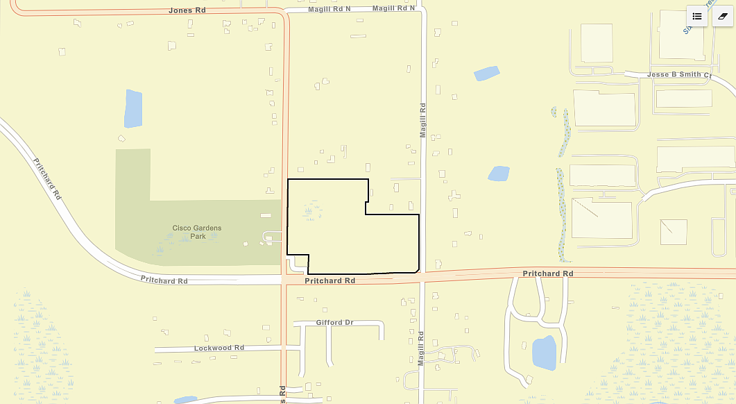 A proposed 67,000-square-foot commercial and retail development along with associated outparcels on 22.18 undeveloped acres north of Pritchard Road between Jones and Magill roads is in JEA availability review.