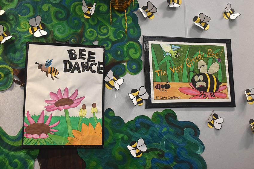 In honor of the Summer Learning Program theme of a road trip to Honeyville, Colorado, students at local schools and library employees create art to decorate the library.