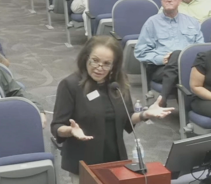 Ana Rosa Randolph presents a plan to keep the David I. Siegel Adult Daycare Center open during a June 1 Flagler County Commission workshop. (Screenshot)