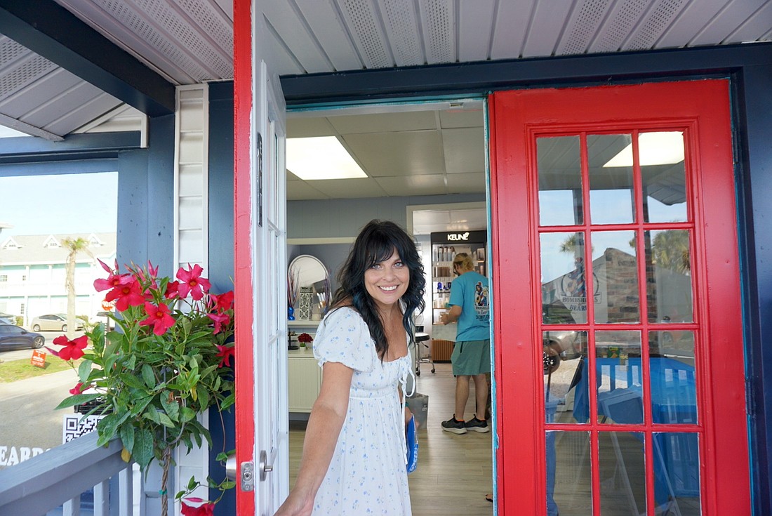 Welcoming customers to new Flagler Beach salon, Bombshells & Beards. Courtesy photo