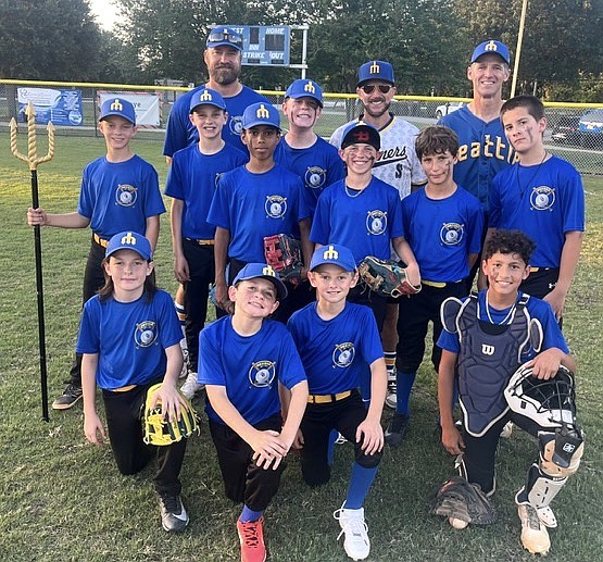 The Mariners won the Ormond Beach Youth Baseball Major (11-12) championship. Front row: Trenton Kenney, Jensen Warren, Barry Kral and LJ  Rockmore. Middle: Jace Steen, Jack Elston, Ali Stephens, Tom Wade, Espn Haines, Micah Annon and Marlon Smith. Back: Coaches Brandon Steen, Jared Haines and Barry Kral. Courtesy photo