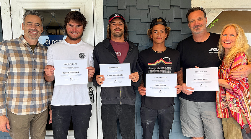 Tommy Tant Memorial Surf Classic fellowship recipients Robbie Goodwin, Robbie McCormick, Carl Burger and Ryan Huckabee. Courtesy photo