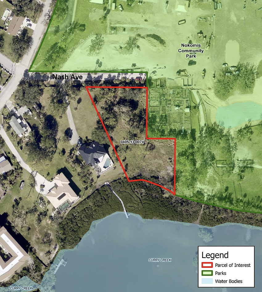 A vacant waterfront property adjacent to Nokomis Community Park will be acquired by Sarasota County. A vacant waterfront property adjacent to Nokomis Community Park will be acquired by Sarasota County.