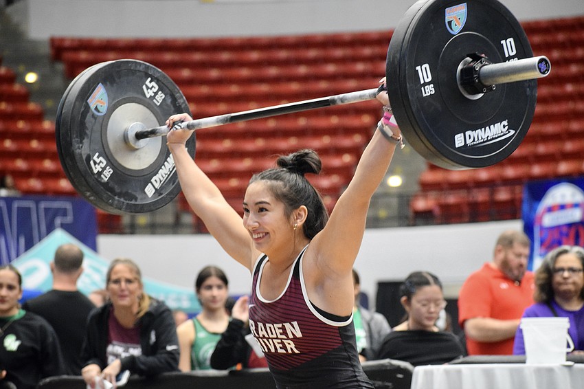 Payton Mangay-Ayam left RP Funding Center on Feb. 12 with three gold medals. She swept the individual titles in the 129-pound weight class, contributing to Braden River's team title in Olympic style. Payton Mangay-Ayam left RP Funding Center on Feb. 12 with three gold medals. She swept the individual titles in the 129-pound weight class, contributing to Braden River's team title in Olympic style.