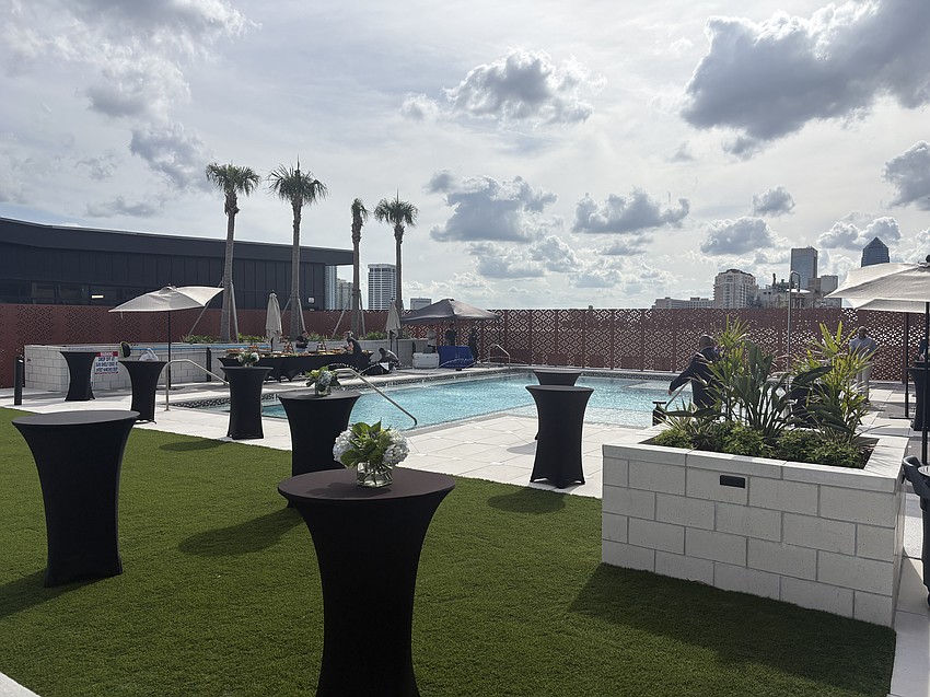 The rooftop pool at Rise Doro, 960 E. Adams St., looks out on Jacksonville’s Downtown skyline.