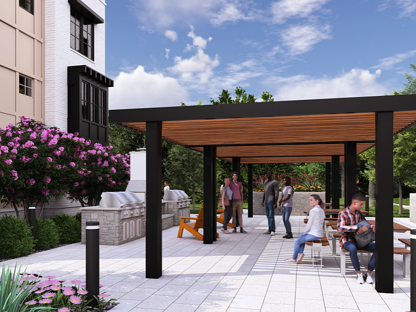 A shared courtyard, pavilion and outdoor kitchen are planned for Pier 95, a development of 58 town homes on the Downtown Southbank north of Interstate 95 and south of Prudential Drive near the WJXT TV-4 studios.