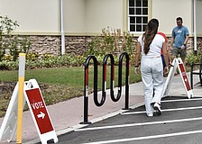 Voters stream in and out of Lakewood Ranch Town Hall during the 2024 general election. However, many Manatee County races are won or lost during the primary election.