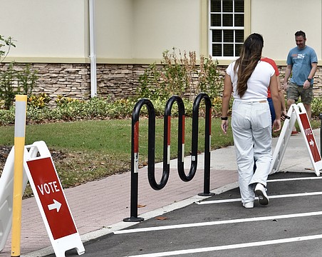Voters stream in and out of Lakewood Ranch Town Hall during the 2024 general election. However, many Manatee County races are won or lost during the primary election.