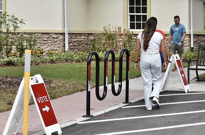 Voters stream in and out of Lakewood Ranch Town Hall during the 2024 general election. However, many Manatee County races are won or lost during the primary election.