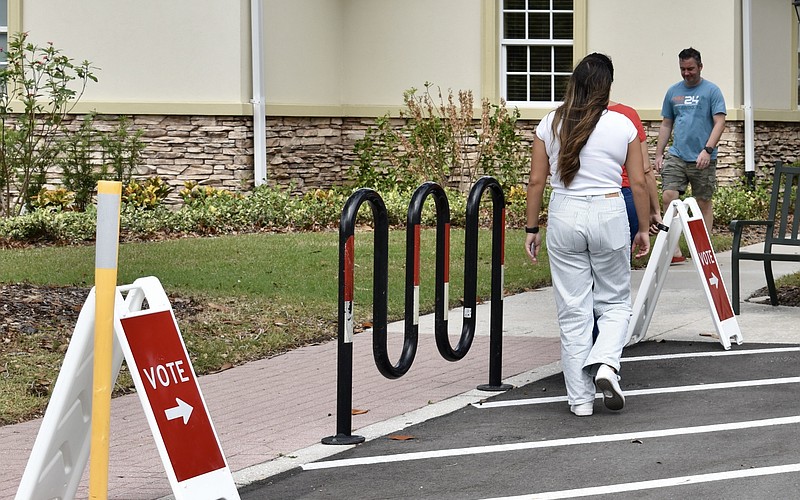 Voters stream in and out of Lakewood Ranch Town Hall during the 2024 general election. However, many Manatee County races are won or lost during the primary election.