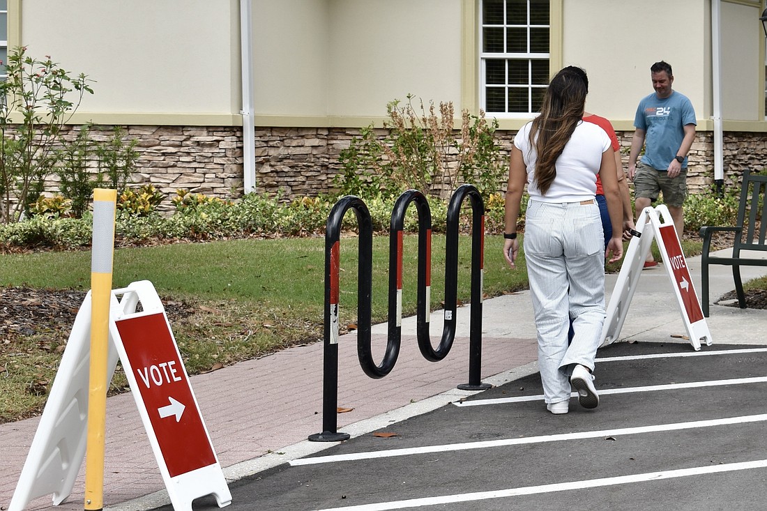 Voters stream in and out of Lakewood Ranch Town Hall during the 2024 general election. However, many Manatee County races are won or lost during the primary election.