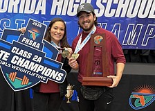 Ashley Avellan-Knutson (left) will lead Braden River girls weightlifting into a new era following the departure of former coach Jordan Borges (right).