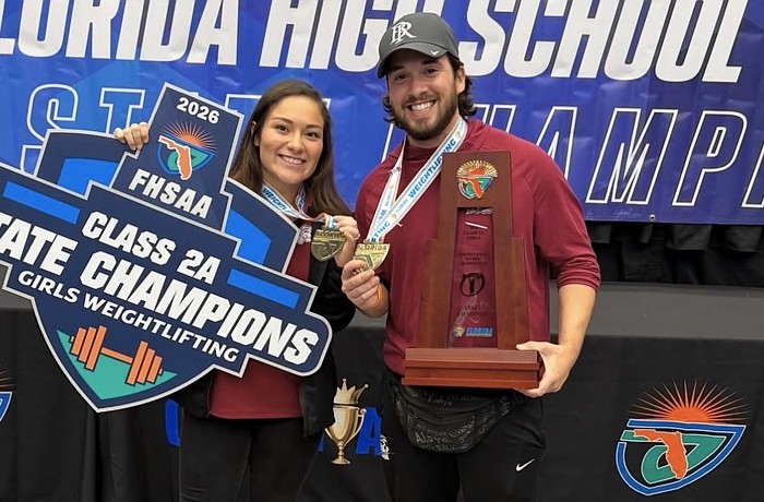 Ashley Avellan-Knutson (left) will lead Braden River girls weightlifting into a new era following the departure of former coach Jordan Borges (right).