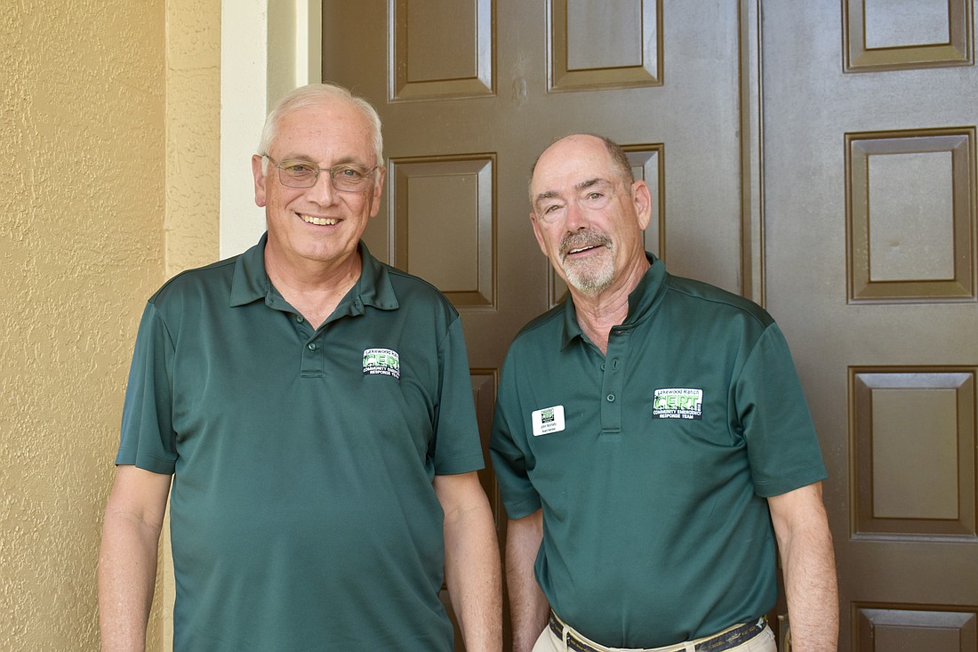 Jim Emanuelson is the president of Lakewood Ranch CERT, and John McInally is the responder liaison.