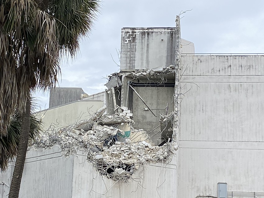 Portions of the concrete exterior of the Museum of Science & History in Downtown Jacksonville have been demolished. The city issued a permit Feb. 16 for contractor ELEV8 Demolition of Jacksonville to raze the four-story, 83,299-square-foot building at a project cost of $835,000. Portions of the concrete exterior of the Museum of Science & History in Downtown Jacksonville have been demolished. The city issued a permit Feb. 16 for contractor ELEV8 Demolition of Jacksonville to raze the four-story, 83,299-square-foot building at a project cost of $835,000.