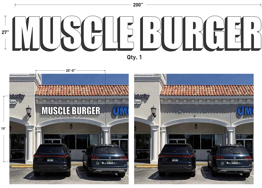The city is reviewing a permit application for Muscle Burger at Hodges Plaza at 13799 Beach Blvd.