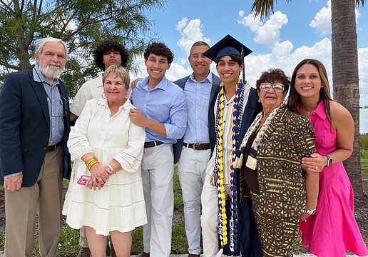Family and friends helped Out-of-Door Academy graduate Caleb Rodriguez celebrate his academic accomplishments at the May 22 ceremony. Rodriguez will be departing Longboat Key to attend the University of Central Florida to study mechanical engineering.