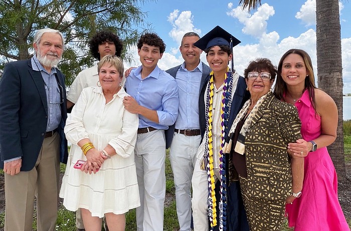 Family and friends helped Out-of-Door Academy graduate Caleb Rodriguez celebrate his academic accomplishments at the May 22 ceremony. Rodriguez will be departing Longboat Key to attend the University of Central Florida to study mechanical engineering.