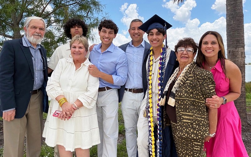 Family and friends helped Out-of-Door Academy graduate Caleb Rodriguez celebrate his academic accomplishments at the May 22 ceremony. Rodriguez will be departing Longboat Key to attend the University of Central Florida to study mechanical engineering.