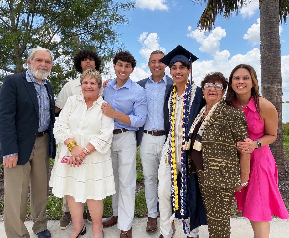 Family and friends helped Out-of-Door Academy graduate Caleb Rodriguez celebrate his academic accomplishments at the May 22 ceremony. Rodriguez will be departing Longboat Key to attend the University of Central Florida to study mechanical engineering.