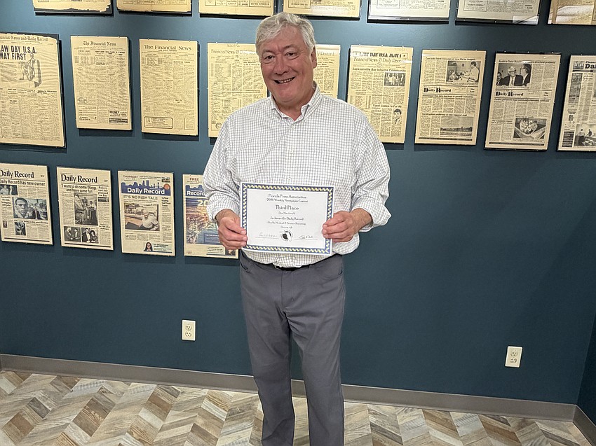 Jacksonville Daily Record staff writer Dan Macdonald won a third-place award in Health, Medical & Science Reporting in the 2026 Florida Press Association Weekly Newspaper Contest.